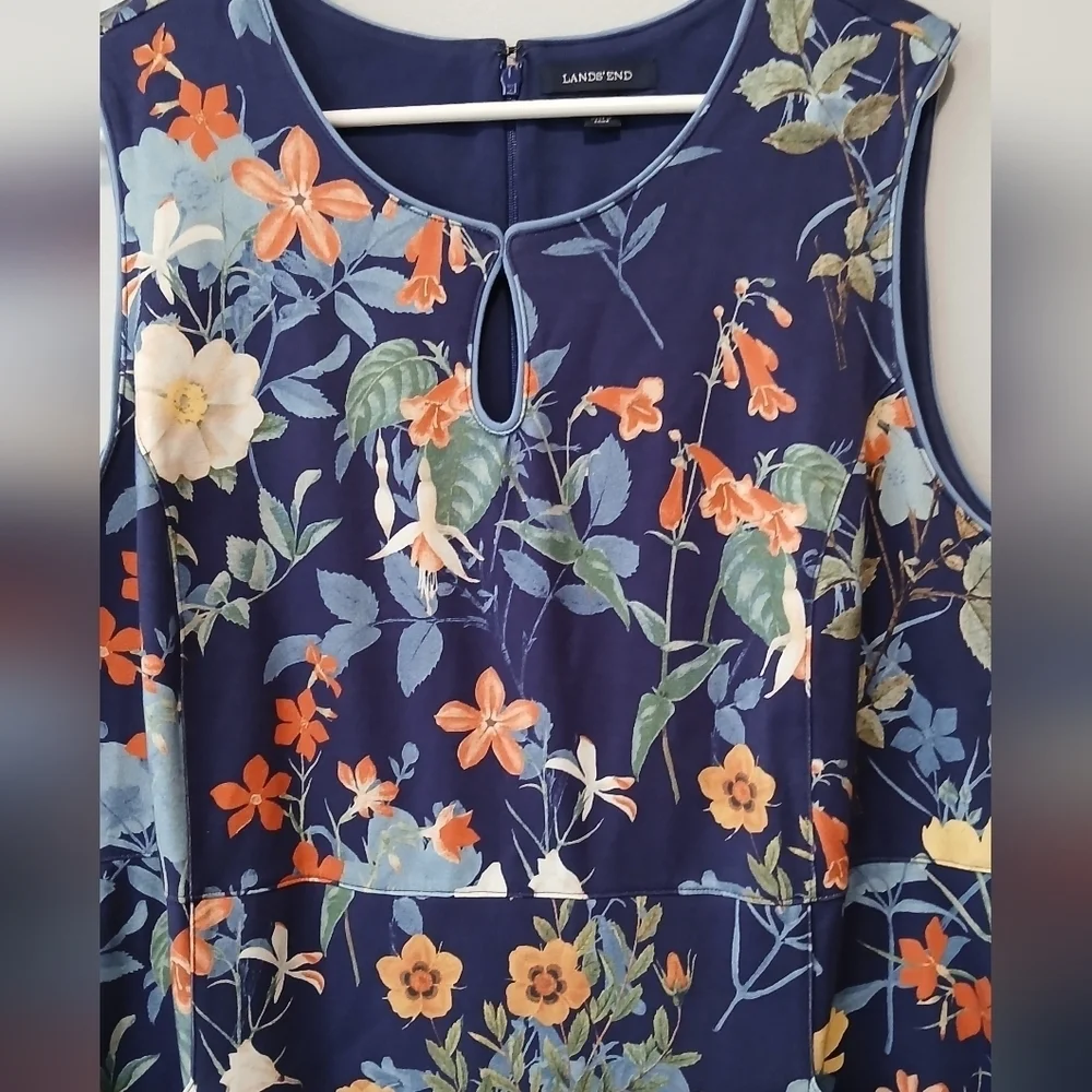 Land's End Floral Dress With Pockets Womens 22W Granola Girl Hiking Outdoors - Picture 2 of 8
